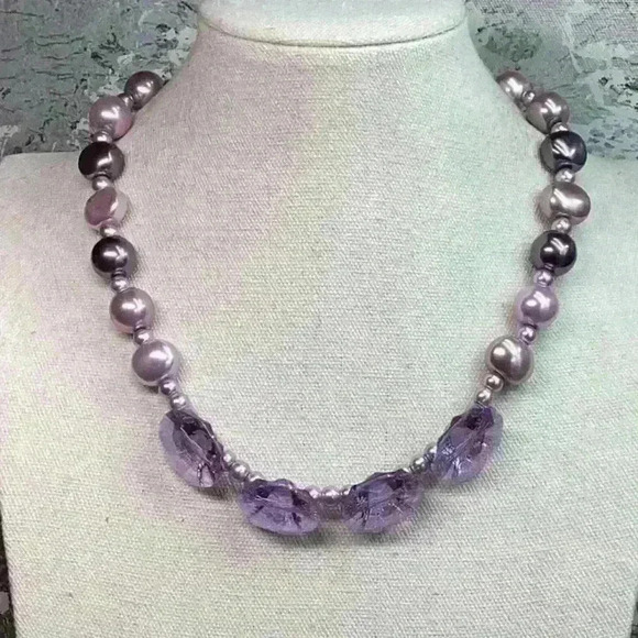Statement Purple Glass Necklace - Picture 1 of 5